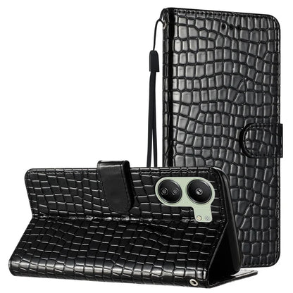 For Xiaomi Redmi 13C 4G / Poco C65 4G Anti-scratch Crocodile Texture Leather Cell Phone Cases with Strap
