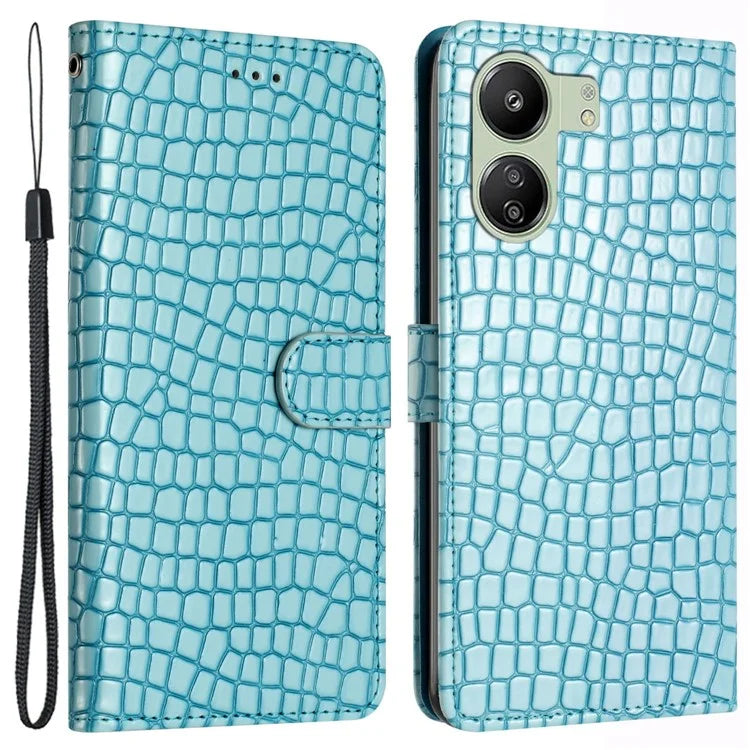 For Xiaomi Redmi 13C 4G / Poco C65 4G Anti-scratch Crocodile Texture Leather Cell Phone Cases with Strap