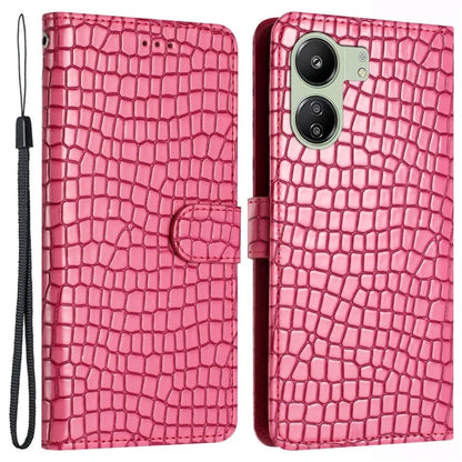 For Xiaomi Redmi 13C 4G / Poco C65 4G Anti-scratch Crocodile Texture Leather Cell Phone Cases with Strap