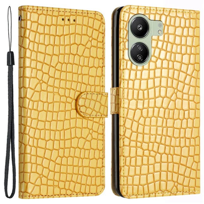 For Xiaomi Redmi 13C 4G / Poco C65 4G Anti-scratch Crocodile Texture Leather Cell Phone Cases with Strap