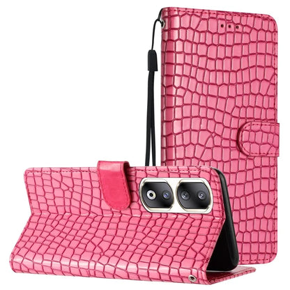 For Honor 90 Pro Case Crocodile Texture Phone Shell Leather Wallet Cover with Strap
