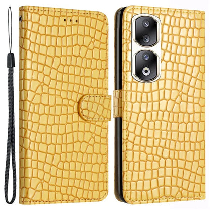 For Honor 90 Pro Case Crocodile Texture Phone Shell Leather Wallet Cover with Strap