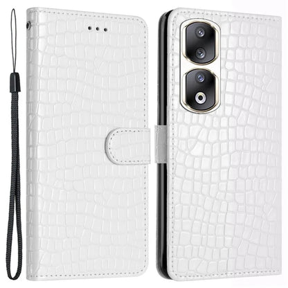 For Honor 90 Pro Case Crocodile Texture Phone Shell Leather Wallet Cover with Strap
