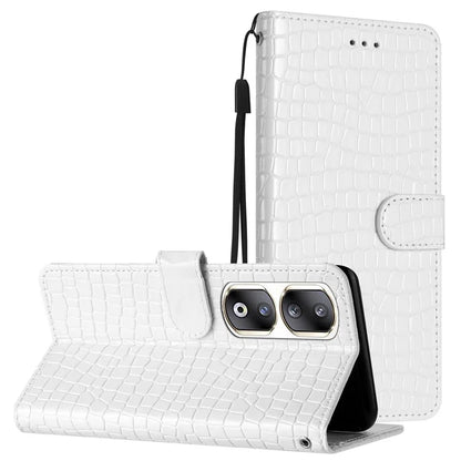 For Honor 90 Pro Case Crocodile Texture Phone Shell Leather Wallet Cover with Strap