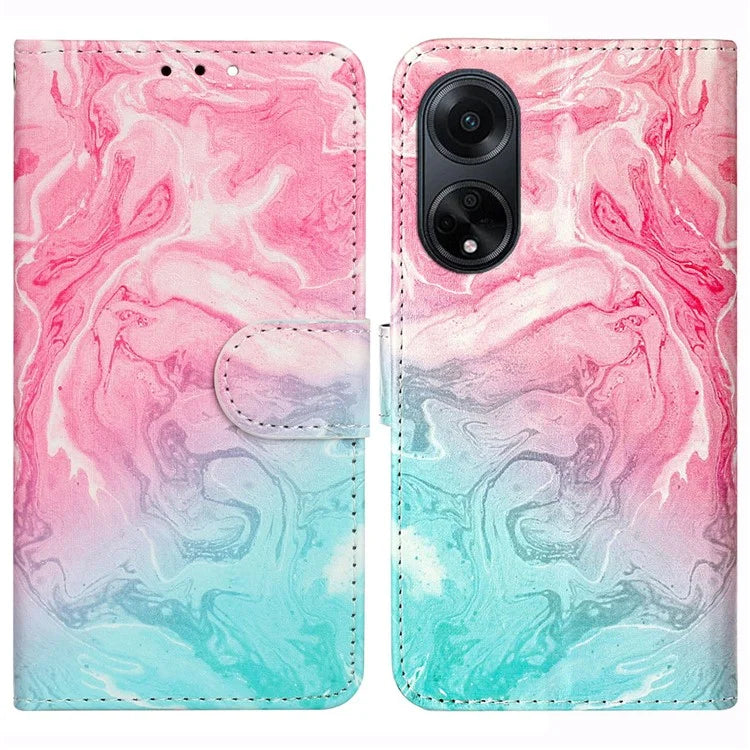 For Oppo A98 5G Case PU Leather Pattern Printed Flip Stand Phone Cover