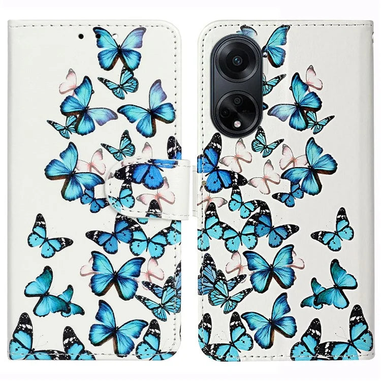 For Oppo A98 5G Case PU Leather Pattern Printed Flip Stand Phone Cover