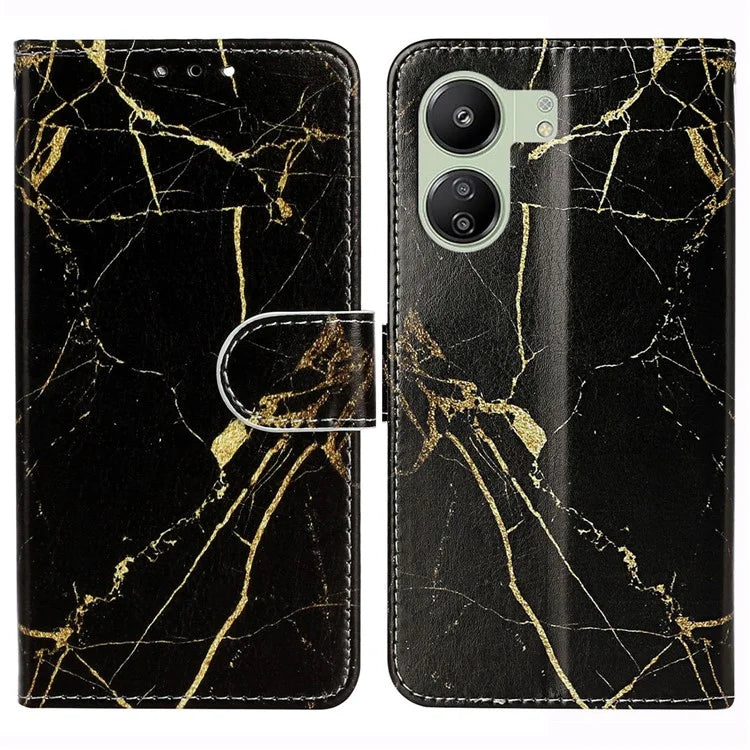 For Xiaomi Redmi 13C 4G / Poco C65 4G Case PU Leather Magnetic Closure Pattern Phone Cover