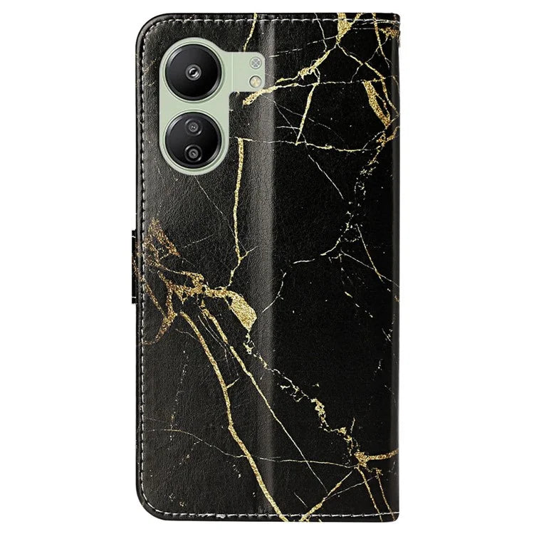 For Xiaomi Redmi 13C 4G / Poco C65 4G Case PU Leather Magnetic Closure Pattern Phone Cover