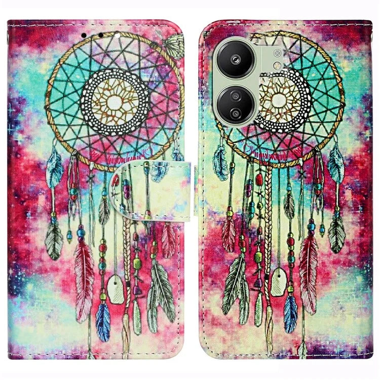 For Xiaomi Redmi 13C 4G / Poco C65 4G Case PU Leather Magnetic Closure Pattern Phone Cover