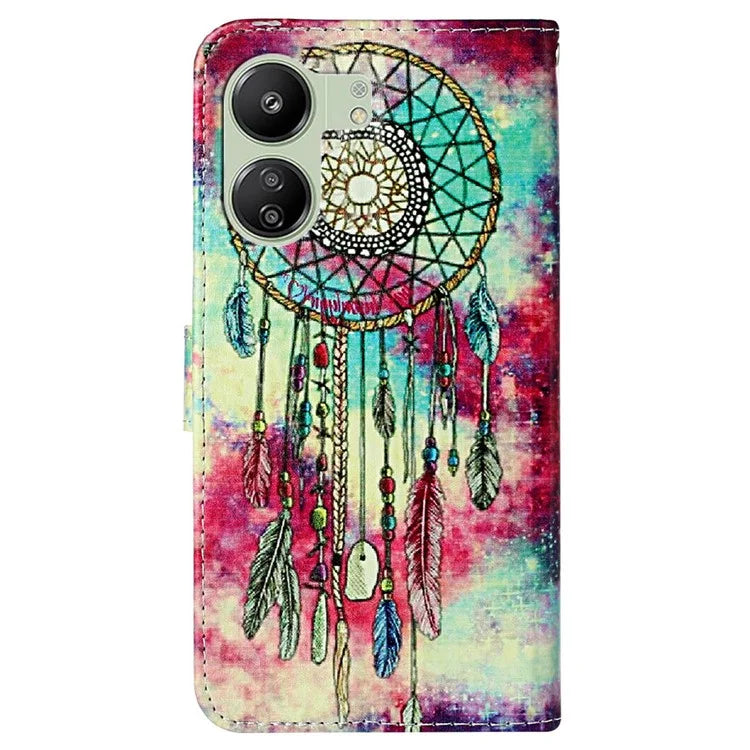 For Xiaomi Redmi 13C 4G / Poco C65 4G Case PU Leather Magnetic Closure Pattern Phone Cover