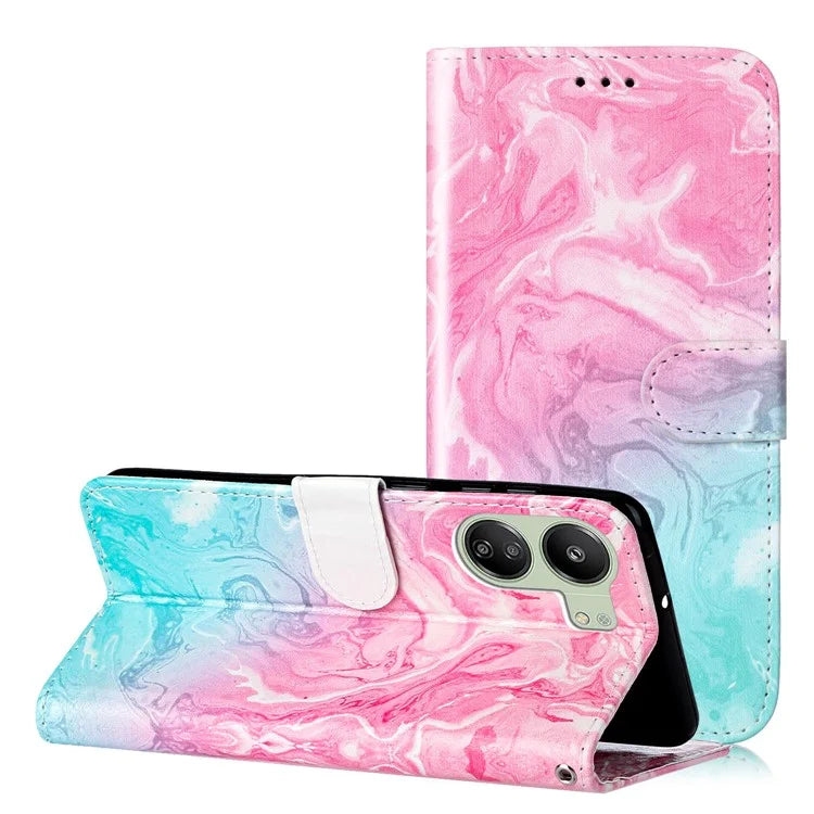For Xiaomi Redmi 13C 4G / Poco C65 4G Case PU Leather Magnetic Closure Pattern Phone Cover