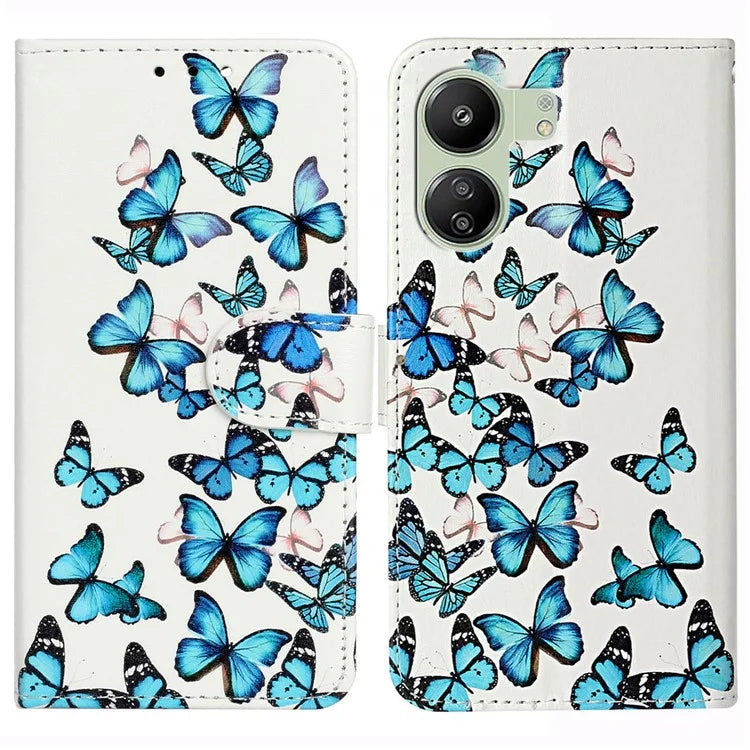 For Xiaomi Redmi 13C 4G / Poco C65 4G Case PU Leather Magnetic Closure Pattern Phone Cover