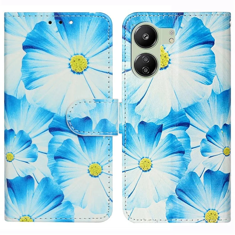 For Xiaomi Redmi 13C 4G / Poco C65 4G Case PU Leather Magnetic Closure Pattern Phone Cover