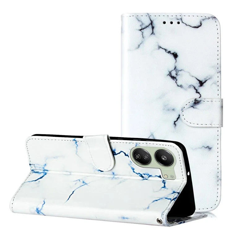 For Xiaomi Redmi 13C 4G / Poco C65 4G Case PU Leather Magnetic Closure Pattern Phone Cover