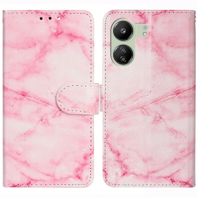 For Xiaomi Redmi 13C 4G / Poco C65 4G Case PU Leather Magnetic Closure Pattern Phone Cover