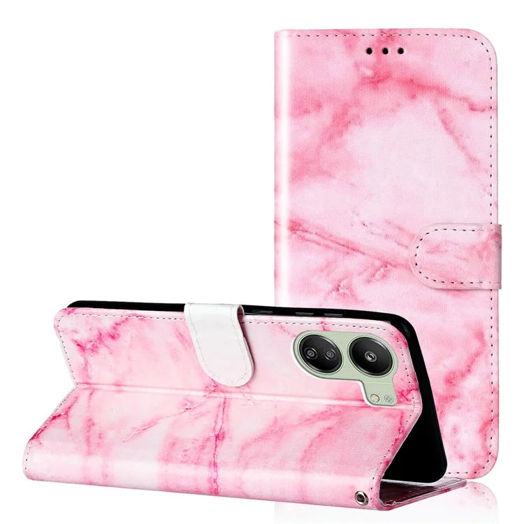 For Xiaomi Redmi 13C 4G / Poco C65 4G Case PU Leather Magnetic Closure Pattern Phone Cover
