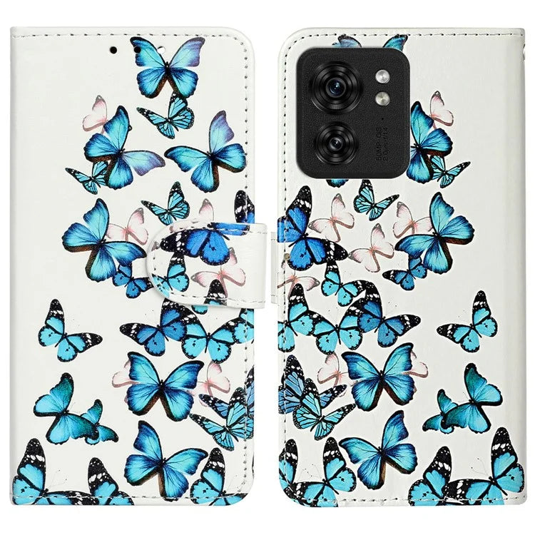 For Motorola Edge 40 5G Flip Phone Case PU Leather Pattern Printed Cover