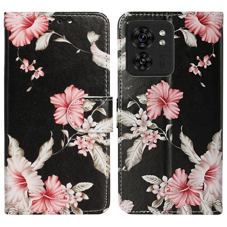For Motorola Edge 40 5G Flip Phone Case PU Leather Pattern Printed Cover