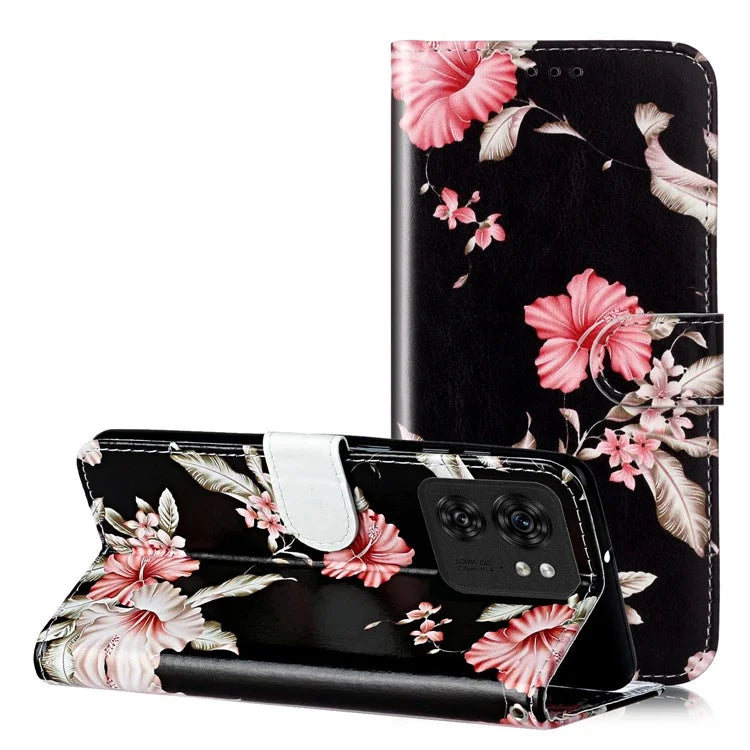 For Motorola Edge 40 5G Flip Phone Case PU Leather Pattern Printed Cover