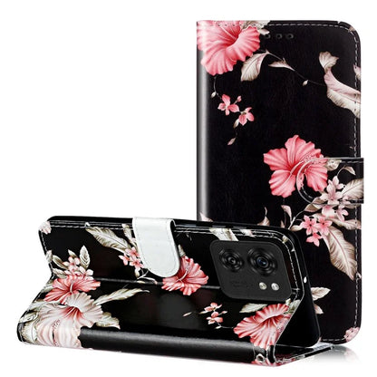For Motorola Edge 40 5G Flip Phone Case PU Leather Pattern Printed Cover