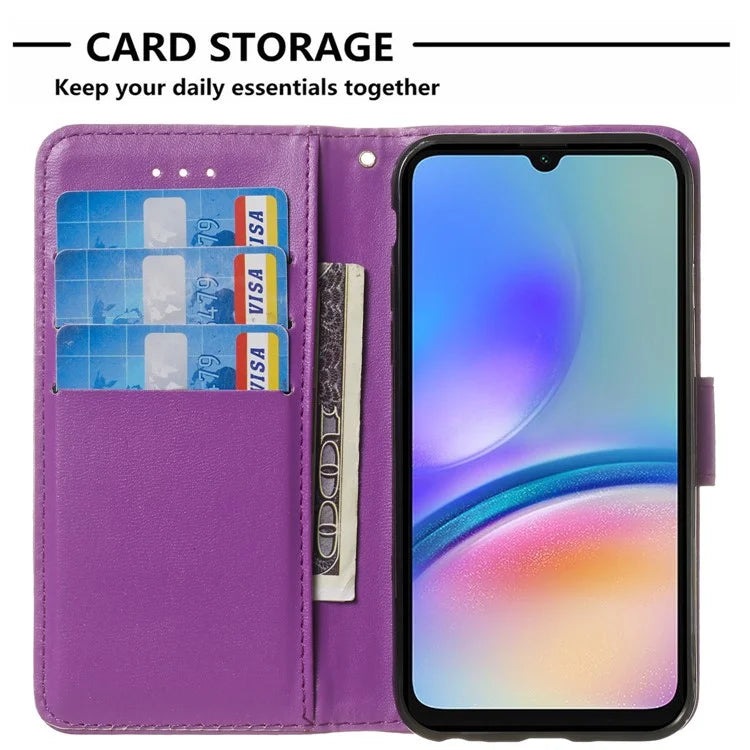 For Samsung Galaxy A05s 4G Cell Phone Cases PU Leather Drop-proof Cover with Wrist Strap