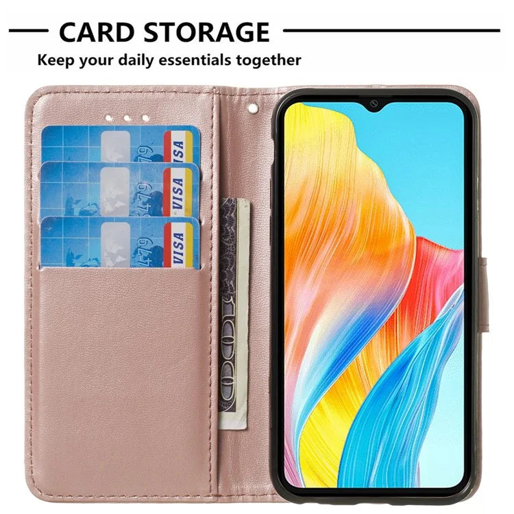 For Oppo A98 5G Viewing Stand PU Leather Cover Cell Phone Cases with Strap