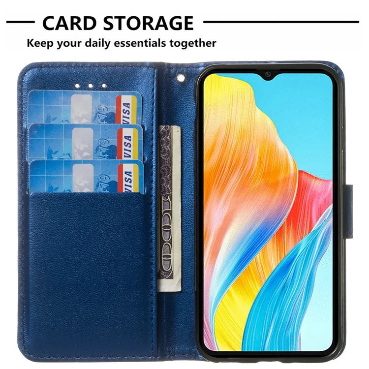 For Oppo A98 5G Viewing Stand PU Leather Cover Cell Phone Cases with Strap