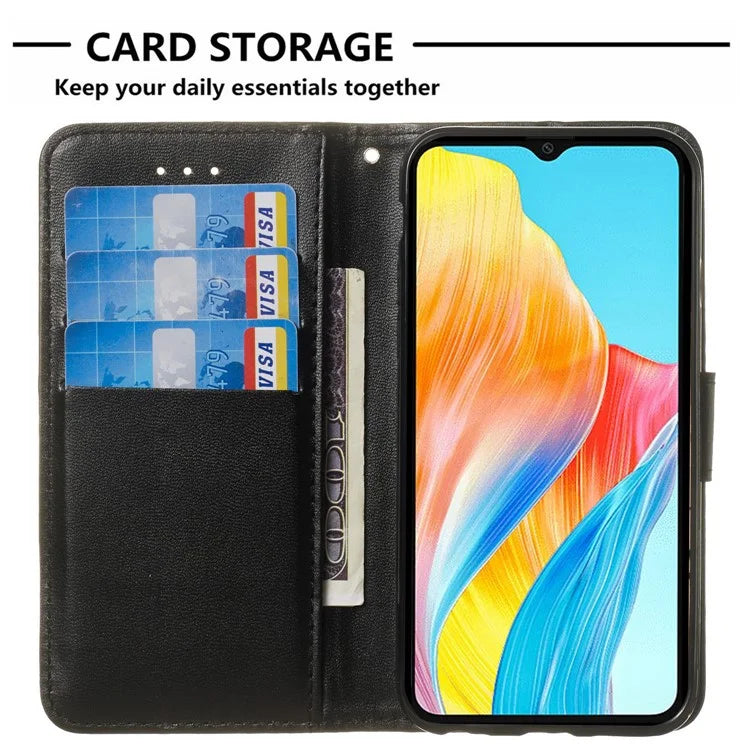 For Oppo A98 5G Viewing Stand PU Leather Cover Cell Phone Cases with Strap