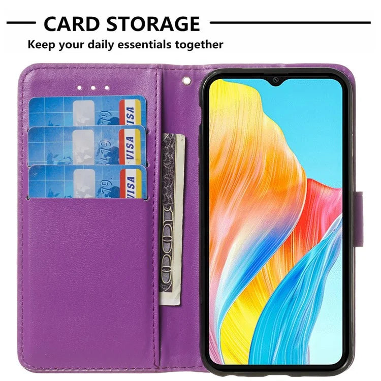 For Oppo A98 5G Viewing Stand PU Leather Cover Cell Phone Cases with Strap