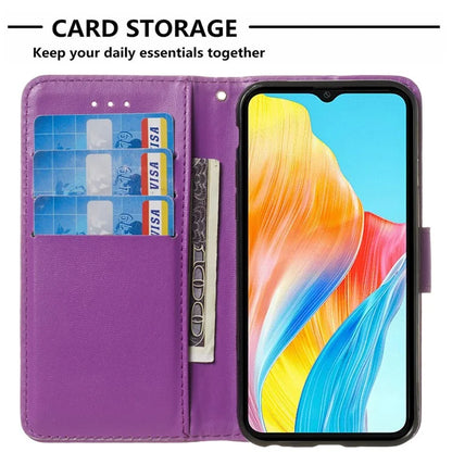For Oppo A98 5G Viewing Stand PU Leather Cover Cell Phone Cases with Strap