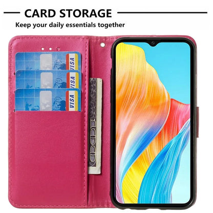 For Oppo A98 5G Viewing Stand PU Leather Cover Cell Phone Cases with Strap