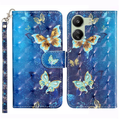 For Xiaomi Redmi 13C 4G / Poco C65 4G Wallet Case PU Leather 3D Pattern Phone Cover