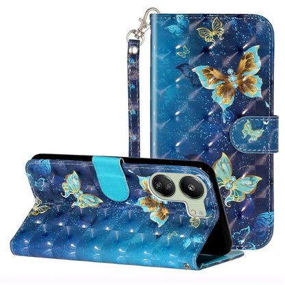 For Xiaomi Redmi 13C 4G / Poco C65 4G Wallet Case PU Leather 3D Pattern Phone Cover