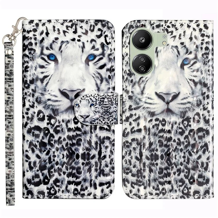 For Xiaomi Redmi 13C 4G / Poco C65 4G Wallet Case PU Leather 3D Pattern Phone Cover