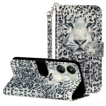 For Xiaomi Redmi 13C 4G / Poco C65 4G Wallet Case PU Leather 3D Pattern Phone Cover