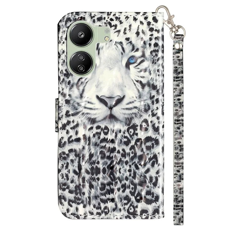 For Xiaomi Redmi 13C 4G / Poco C65 4G Wallet Case PU Leather 3D Pattern Phone Cover