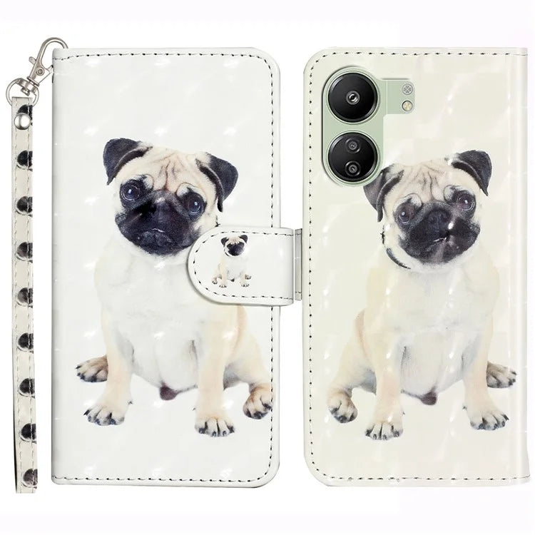 For Xiaomi Redmi 13C 4G / Poco C65 4G Wallet Case PU Leather 3D Pattern Phone Cover