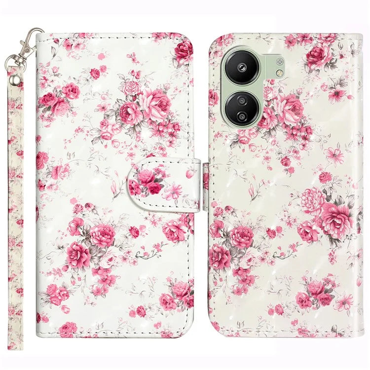For Xiaomi Redmi 13C 4G / Poco C65 4G Wallet Case PU Leather 3D Pattern Phone Cover