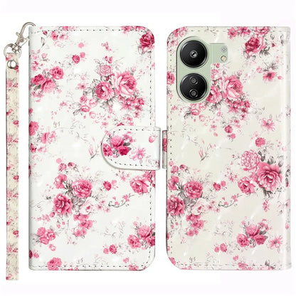 For Xiaomi Redmi 13C 4G / Poco C65 4G Wallet Case PU Leather 3D Pattern Phone Cover