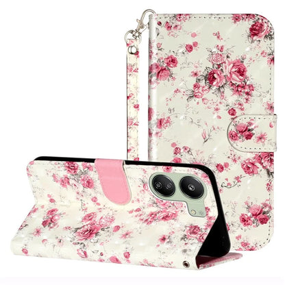 For Xiaomi Redmi 13C 4G / Poco C65 4G Wallet Case PU Leather 3D Pattern Phone Cover