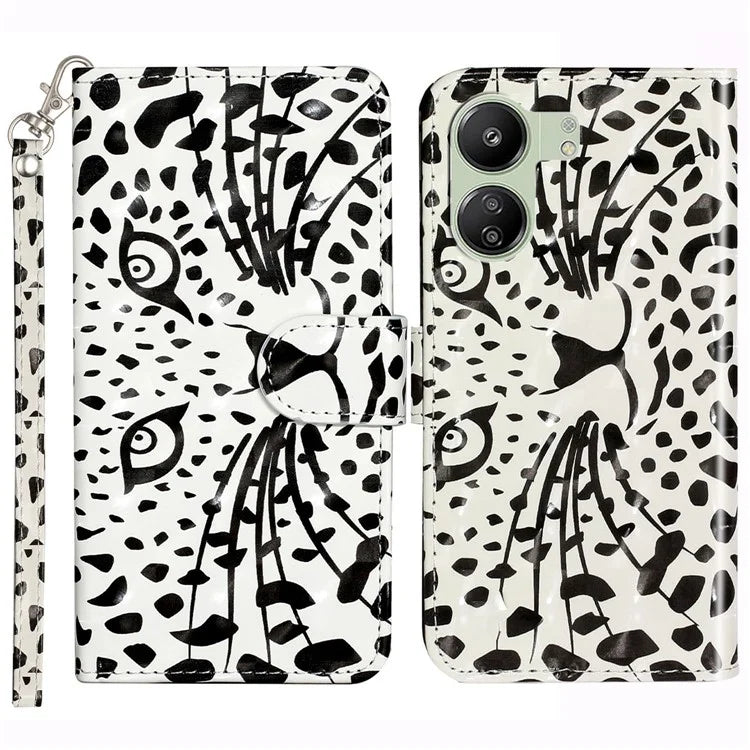 For Xiaomi Redmi 13C 4G / Poco C65 4G Wallet Case PU Leather 3D Pattern Phone Cover Head