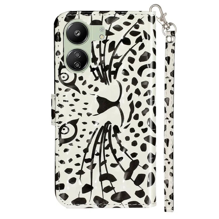 For Xiaomi Redmi 13C 4G / Poco C65 4G Wallet Case PU Leather 3D Pattern Phone Cover Head