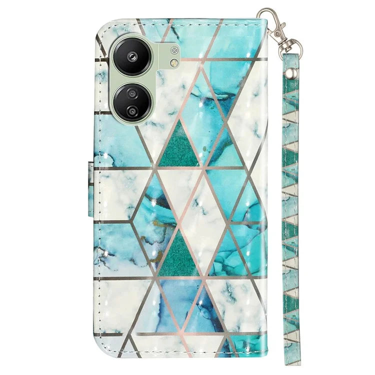 For Xiaomi Redmi 13C 4G / Poco C65 4G Wallet Case PU Leather 3D Pattern Phone Cover