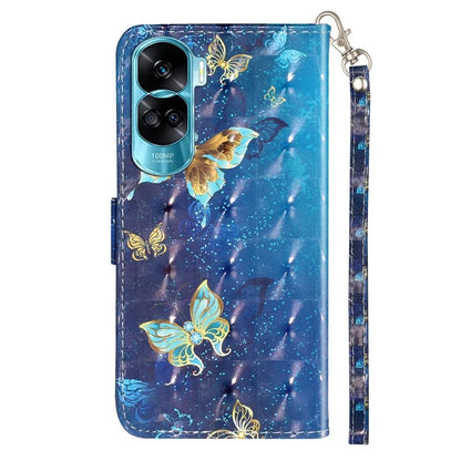 For Honor 90 Lite 5G / X50i 5G Phone Case 3D Pattern PU Leather Wrist Strap Cover