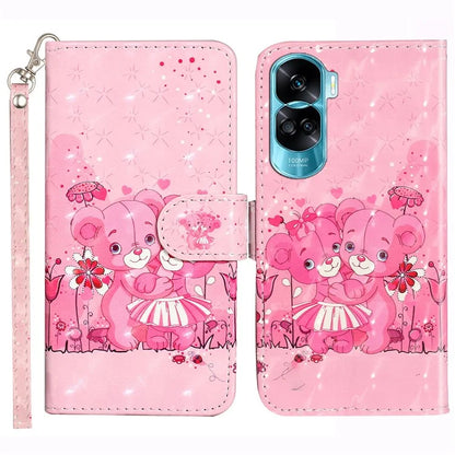 For Honor 90 Lite 5G / X50i 5G Phone Case 3D Pattern PU Leather Wrist Strap Cover