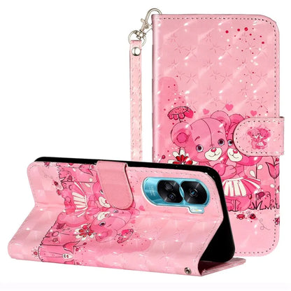 For Honor 90 Lite 5G / X50i 5G Phone Case 3D Pattern PU Leather Wrist Strap Cover