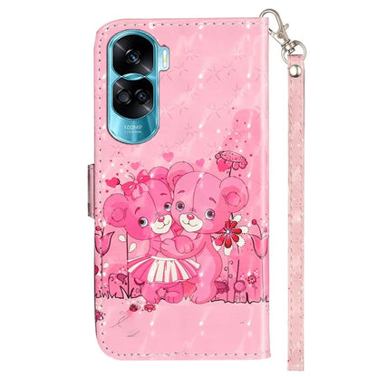 For Honor 90 Lite 5G / X50i 5G Phone Case 3D Pattern PU Leather Wrist Strap Cover