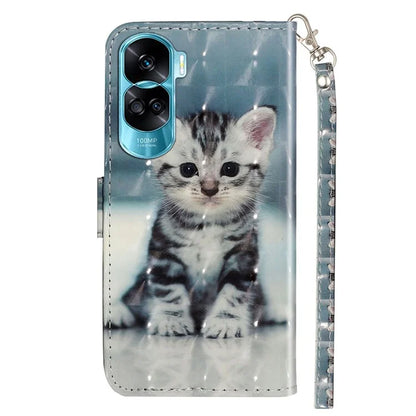 For Honor 90 Lite 5G / X50i 5G Phone Case 3D Pattern PU Leather Wrist Strap Cover
