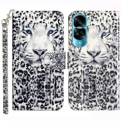 For Honor 90 Lite 5G / X50i 5G Phone Case 3D Pattern PU Leather Wrist Strap Cover