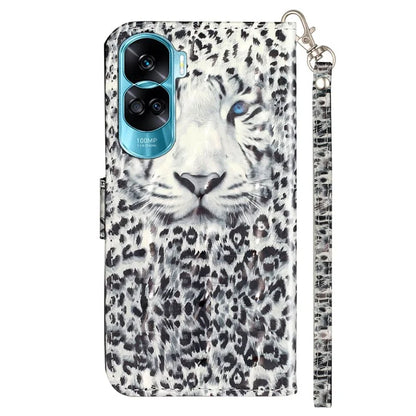 For Honor 90 Lite 5G / X50i 5G Phone Case 3D Pattern PU Leather Wrist Strap Cover